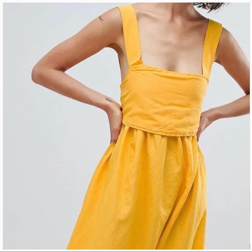 Vero Moda Cut Out Maxi Dress Yellow Medium NWT